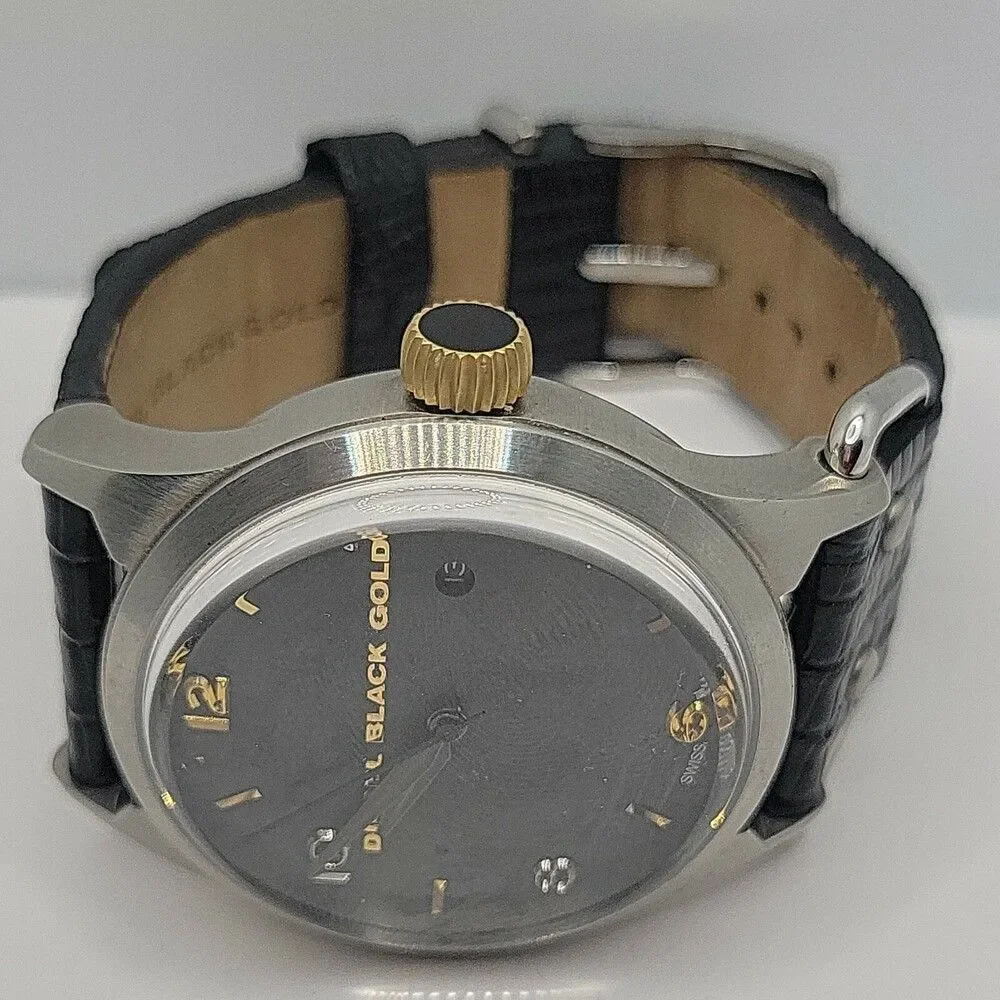 Diesel DBG0001 Men's Black Leather Analog Dial Quartz Genuine Wrist Watch AM923